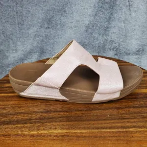 FitFlop H Bar Sandals Women's 10 Pink Shimmer Slip On Comfort Shoes Slides