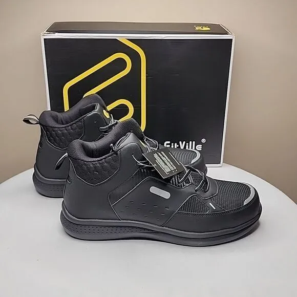 FitVille Men's High-top SteelCore Work Boots Size 12.5 EW