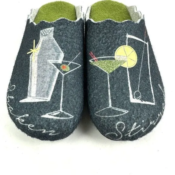 Flexus By Spring Step Slipper 37 Cocktail Martini Wool Slip On Shoes Womens
