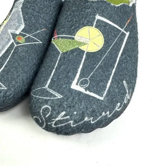 Flexus By Spring Step Slipper 37 Cocktail Martini Wool Slip On Shoes Womens