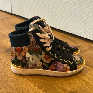 Floral High-Top Sneakers with Gold Accents