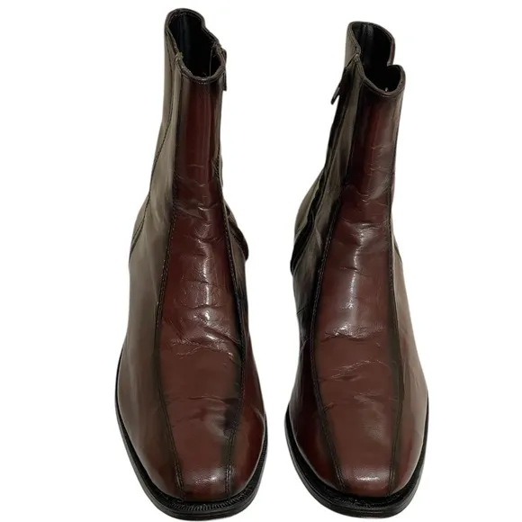 FLORSHEIM BROWN ESSEX MOC TOE LEATHER DRESS BOOTS SZ 7 D