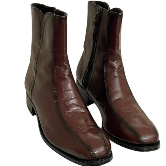 FLORSHEIM BROWN ESSEX MOC TOE LEATHER DRESS BOOTS SZ 7 D