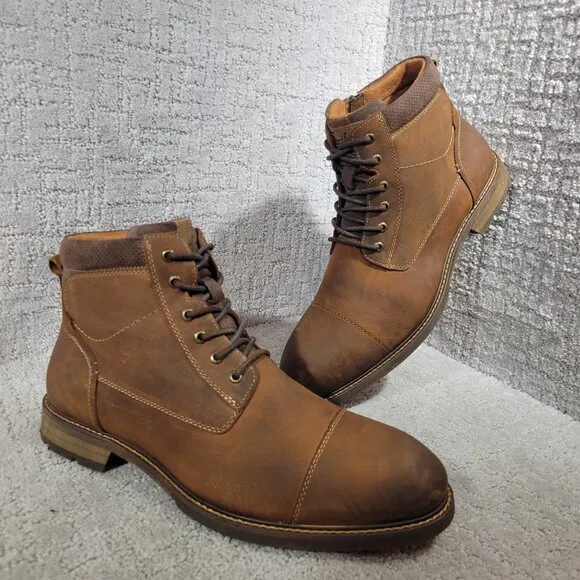 Florsheim Chalet Men's Size 10.5 Brown Leather Cap Toe Boots 11969-010