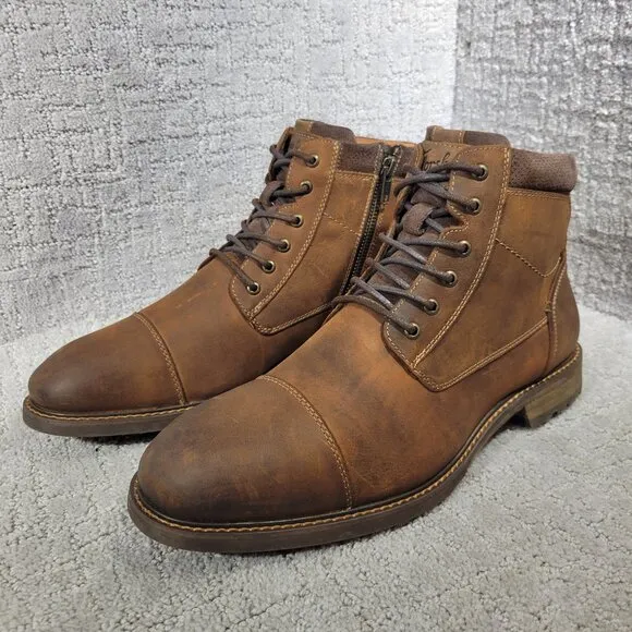 Florsheim Chalet Men's Size 10.5 Brown Leather Cap Toe Boots 11969-010