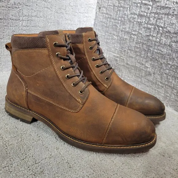 Florsheim Chalet Men's Size 10.5 Brown Leather Cap Toe Boots 11969-010