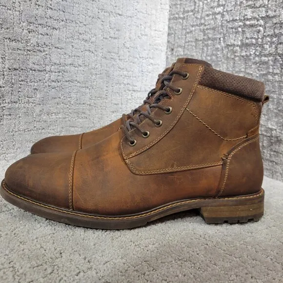 Florsheim Chalet Men's Size 10.5 Brown Leather Cap Toe Boots 11969-010