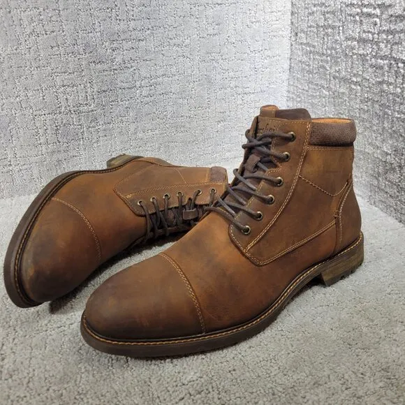 Florsheim Chalet Men's Size 10.5 Brown Leather Cap Toe Boots 11969-010