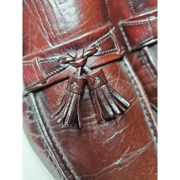 Florsheim IMPERIAL‎ LEATHER BURGUNDY Kilt Tassel Slip On Loafer Shoes 10 Classic