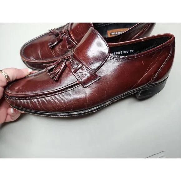 Florsheim IMPERIAL‎ LEATHER BURGUNDY Kilt Tassel Slip On Loafer Shoes 10 Classic