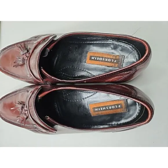 Florsheim IMPERIAL‎ LEATHER BURGUNDY Kilt Tassel Slip On Loafer Shoes 10 Classic
