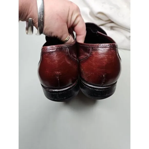 Florsheim IMPERIAL‎ LEATHER BURGUNDY Kilt Tassel Slip On Loafer Shoes 10 Classic