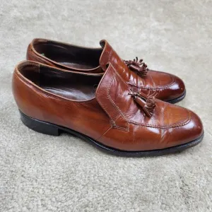 Florsheim Imperial Mens Leather Tasseled Loafers Shoes Size 9.5 C Brown Slip On