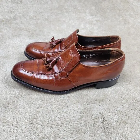 Florsheim Imperial Mens Leather Tasseled Loafers Shoes Size 9.5 C Brown Slip On