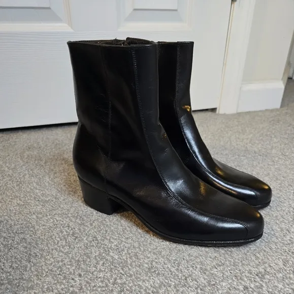 Florsheim Leather Duke Bike Toe Zipper Toe Men's 6.5D Black