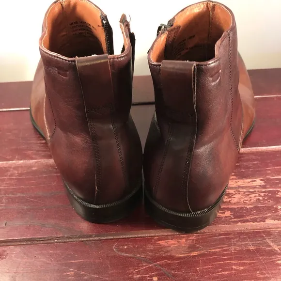 Florsheim Midtown Plain Toe Zipper Men's Brown Leather Boots Size 10EEE