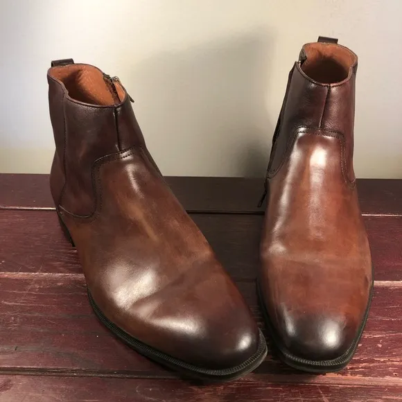 Florsheim Midtown Plain Toe Zipper Men's Brown Leather Boots Size 10EEE