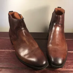 Florsheim Midtown Plain Toe Zipper Men's Brown Leather Boots Size 10EEE