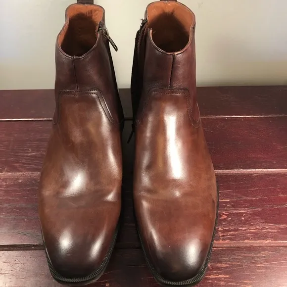 Florsheim Midtown Plain Toe Zipper Men's Brown Leather Boots Size 10EEE