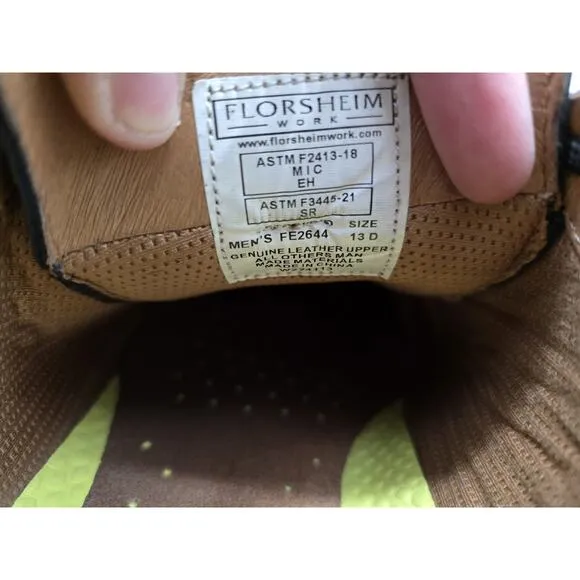 Florsheim Shoes Mens Size 13 D Steel Toe Crossover Work Black Leather