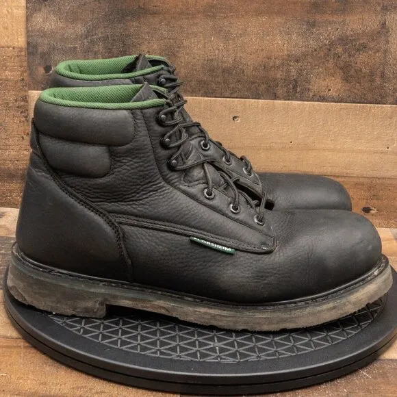FLORSHEIM STEEL TOE MENS BOOTS BLACK LEATHER WORK WAREHOUSE LACE UP SIZE 15D