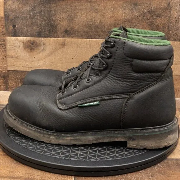 FLORSHEIM STEEL TOE MENS BOOTS BLACK LEATHER WORK WAREHOUSE LACE UP SIZE 15D