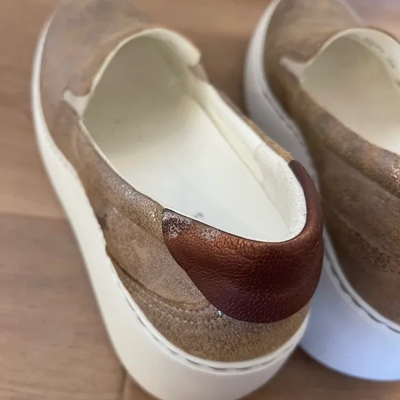 FLY London Gold Slip-On Platform Sneakers, Made in Portugal