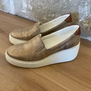 FLY London Gold Slip-On Platform Sneakers, Made in Portugal