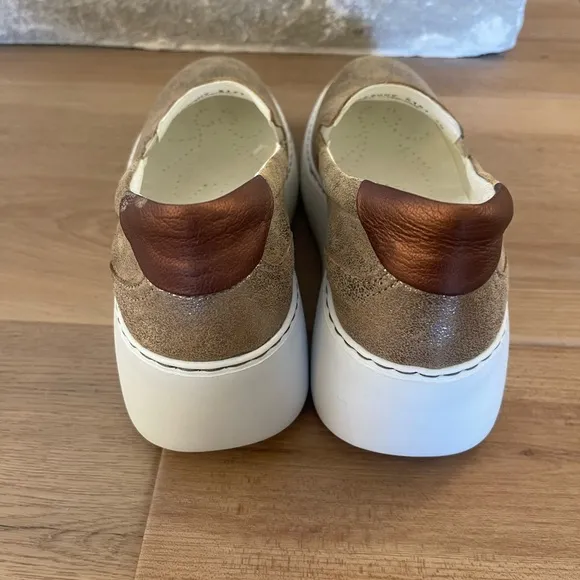 FLY London Gold Slip-On Platform Sneakers, Made in Portugal