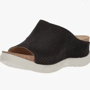 FLY London Perforated Leather Slide Sandals