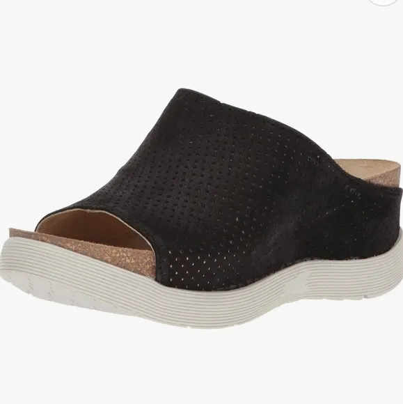 FLY London Perforated Leather Slide Sandals