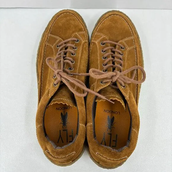 Fly London RONN519FLY Diesel Platform Sneakers Men's EU 44 Brown Suede Lace Up