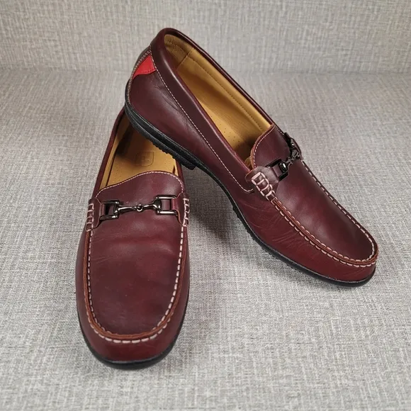 Footjoy Red Brown Leather Horsebit Club House Mens Loafers 79019 Size 10.5 Shoes