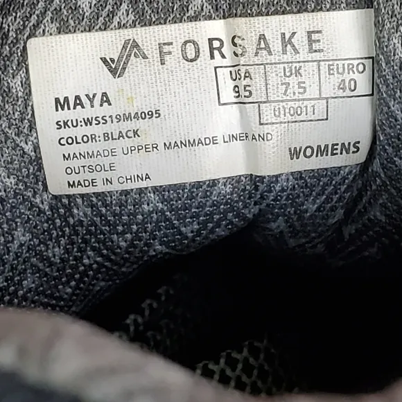 Forsake Maya Walking Hiking Shoes Women's 9.5 Black Knit Mesh Sneakers