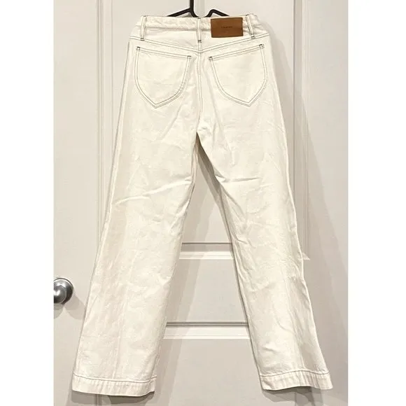Frame Denim Le Pixie Italian Wide Leg Denim Jeans in Blanc, size 25 petite