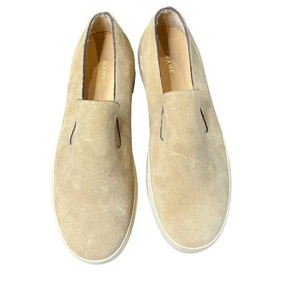 FRAME Denim Le Ren Suede Slip-On Sneaker in Brown NWOB Size 39 1/2 US 9 1/2