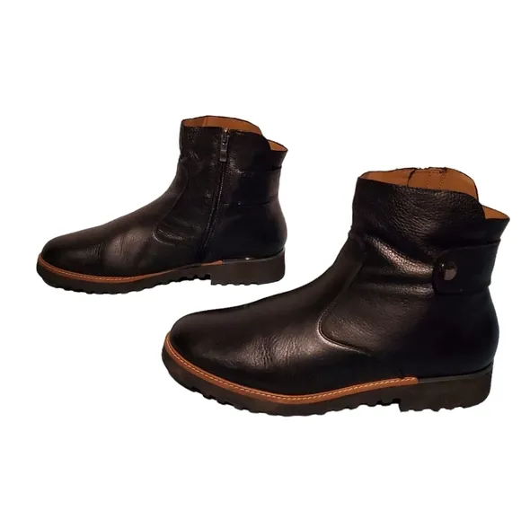 Franco Sarto Sleek Black Leather Zip-Up Moto Ankle Boots Women's Size 9.5M