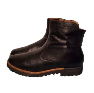 Franco Sarto Sleek Black Leather Zip-Up Moto Ankle Boots Women's Size 9.5M