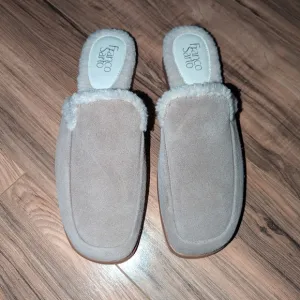 Franco Sarto tan leather mules with faux fur lining. Size 10 women's shoes.