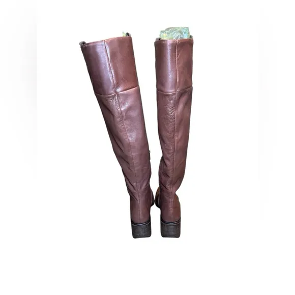Franco Sarto Womens Forla Leather Square Toe Over-The-Knee Boots Shoes