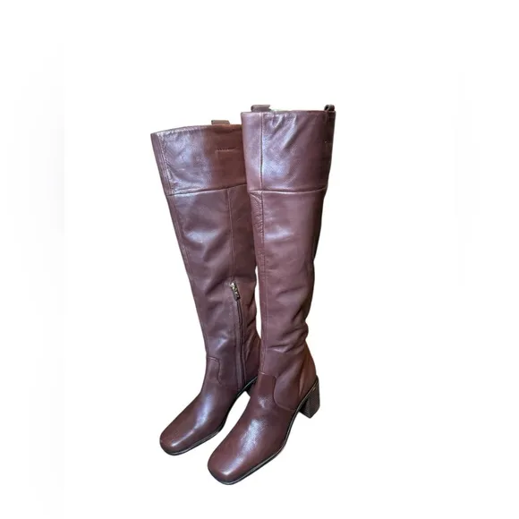 Franco Sarto Womens Forla Leather Square Toe Over-The-Knee Boots Shoes
