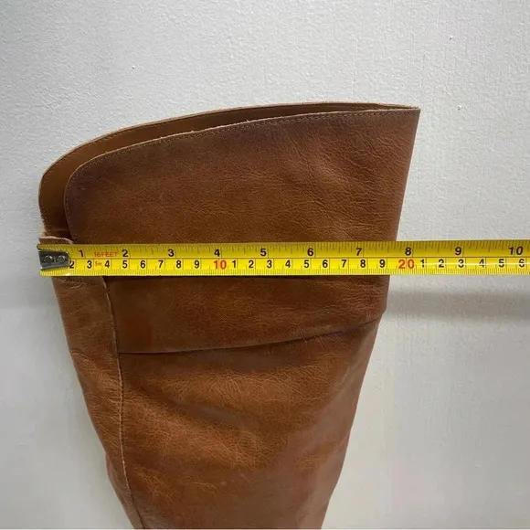 Franco Sarto Womens Haleen Leather Knee-High Boots Brown Size 6.5 Wide Calf