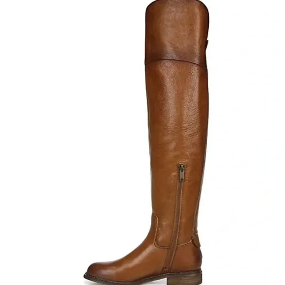 Franco Sarto Womens Haleen Leather Knee-High Boots Brown Size 6.5 Wide Calf