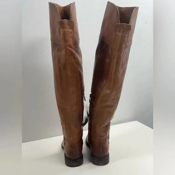 Franco Sarto Womens Haleen Leather Knee-High Boots Brown Size 6.5 Wide Calf