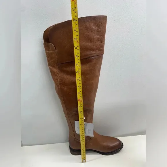 Franco Sarto Womens Haleen Leather Knee-High Boots Brown Size 6.5 Wide Calf