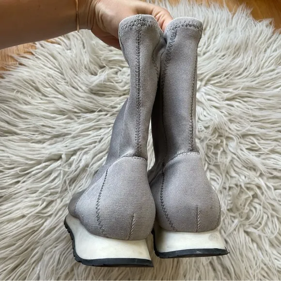 Free People Astral Gray Fabric Silver Pull On Sock Sneaker Bootie Boots Size 39