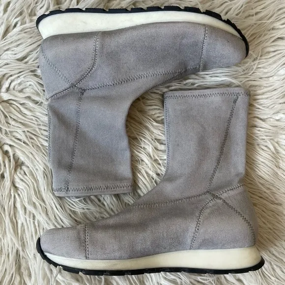 Free People Astral Gray Fabric Silver Pull On Sock Sneaker Bootie Boots Size 39