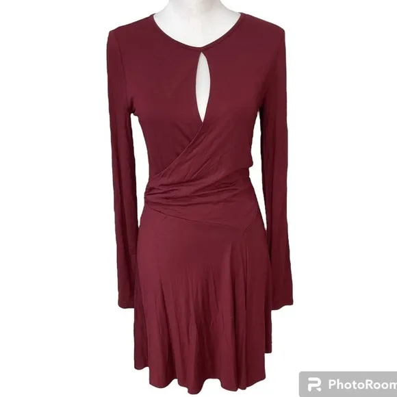 Free People Beach Womens Vance Mini Swing Dress Maroon Fit Flare Size S NEW E2