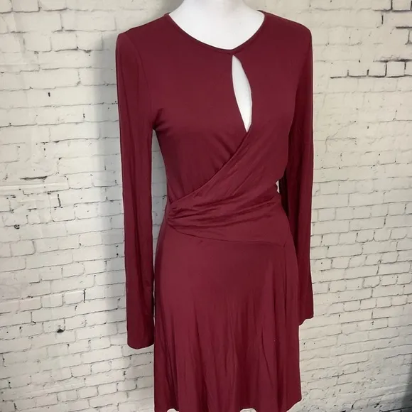 Free People Beach Womens Vance Mini Swing Dress Maroon Fit Flare Size S NEW E2