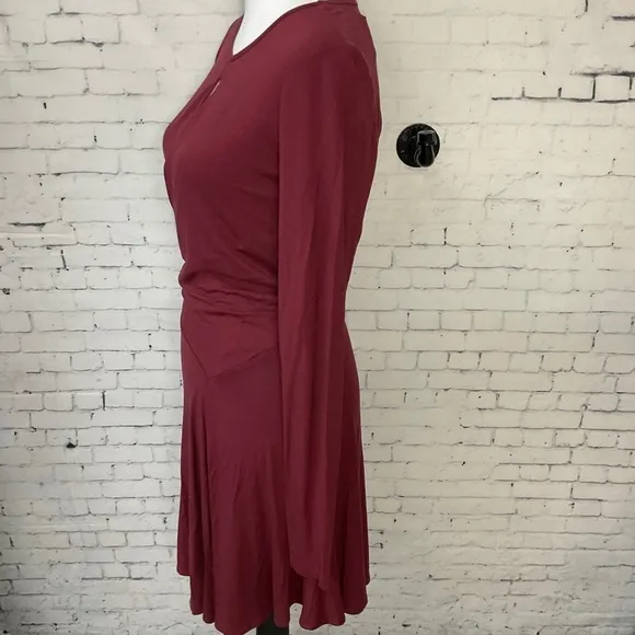 Free People Beach Womens Vance Mini Swing Dress Maroon Fit Flare Size S NEW E2